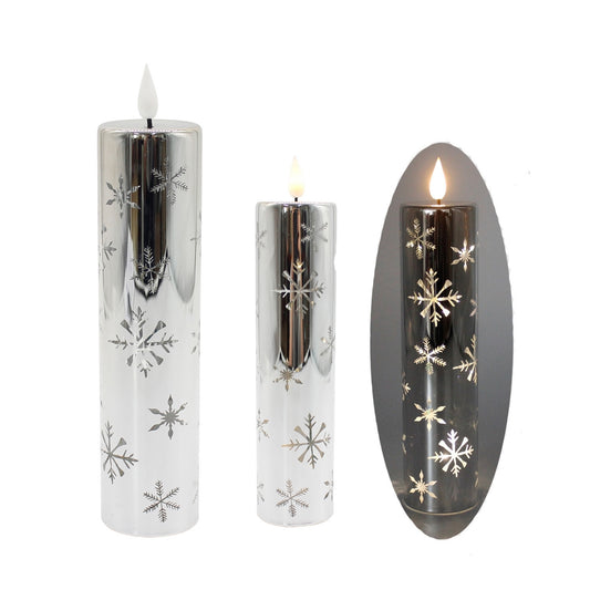 Large Glass Snowflake LED Votive