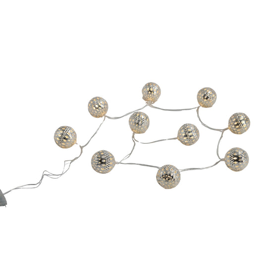 Silver Lighted Ornament Garland