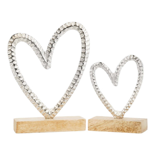 Set of 2 Metal Hearts on Stands