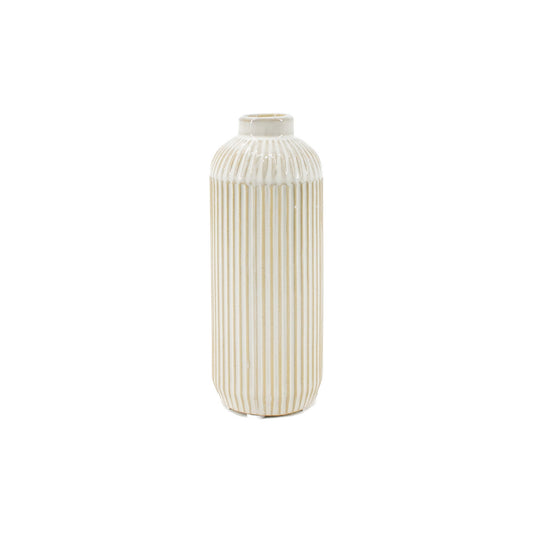 White Line Engraved Ceramic Vase