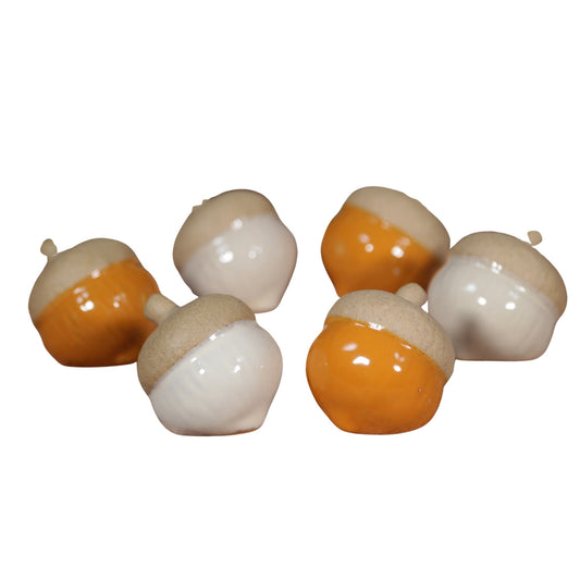 Set of 6 Orange and White Acorns