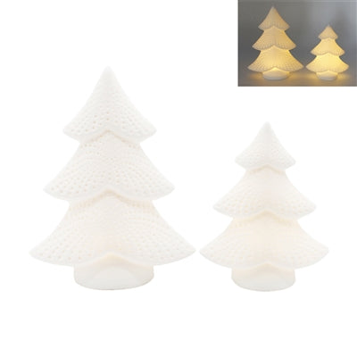 Set/2 Porcelain Trees with Lights