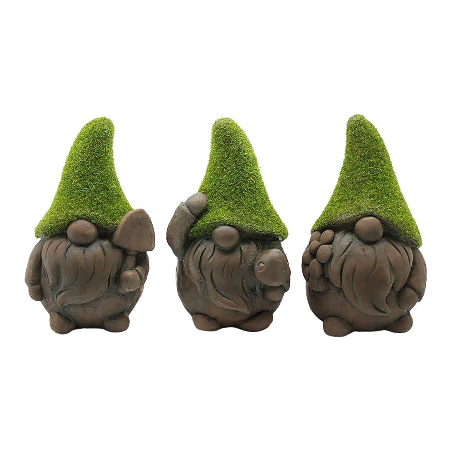 Assorted Green Hat Resin Gnomes