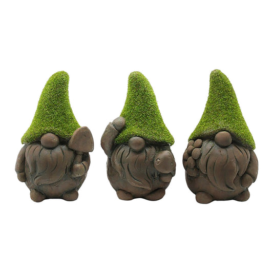 Assorted Green Hat Resin Gnomes