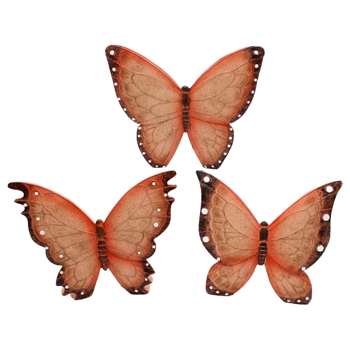 Set of 3 Apricot Resin Butterfly Stands