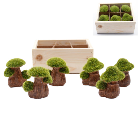 Set of 6 Mossy Mushrooms