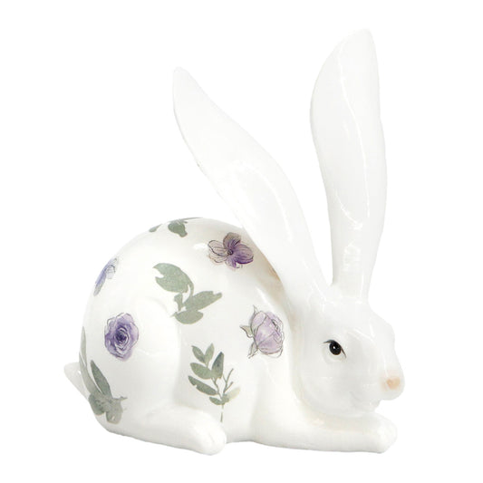 Fuschia Flower Porcelain Bunny