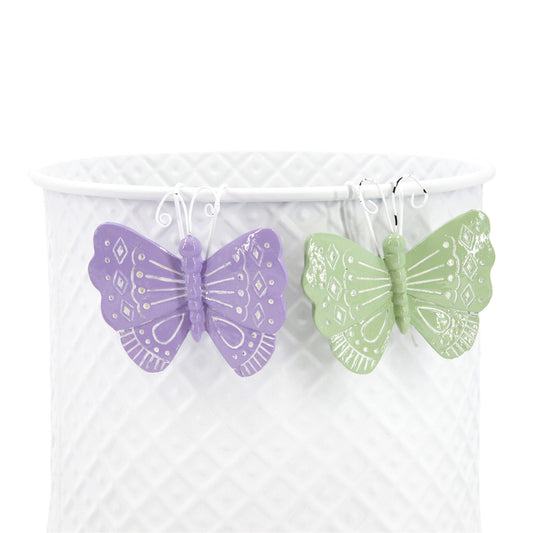 2 Assorted Purple and Green Butterfly Hook Hangers