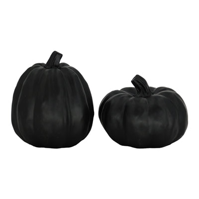 2 Asst Black Resin Pumpkins