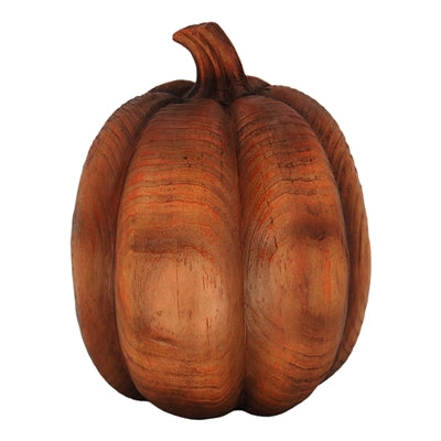 8" Wood-Look Resin Pumpkin