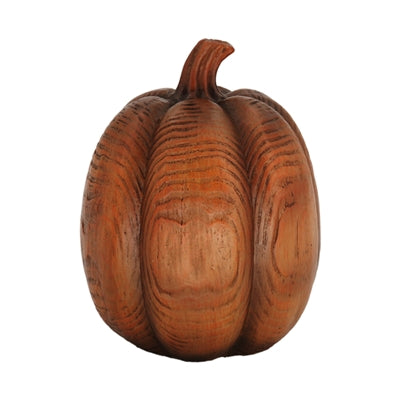 6.25" Wood-Look Resin Pumpkin