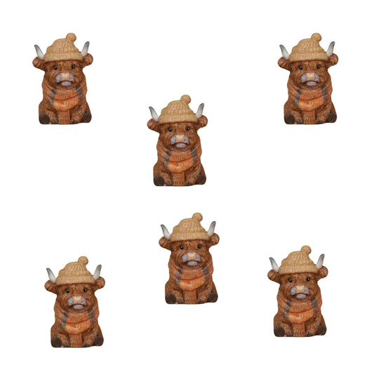 Set of 6 Chilly Highlander Cows (805)