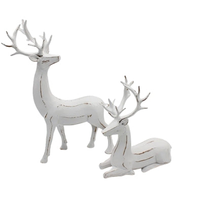 Set/2 White Resin Deer