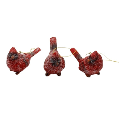 Resin Cardinal Ornaments, sold ea