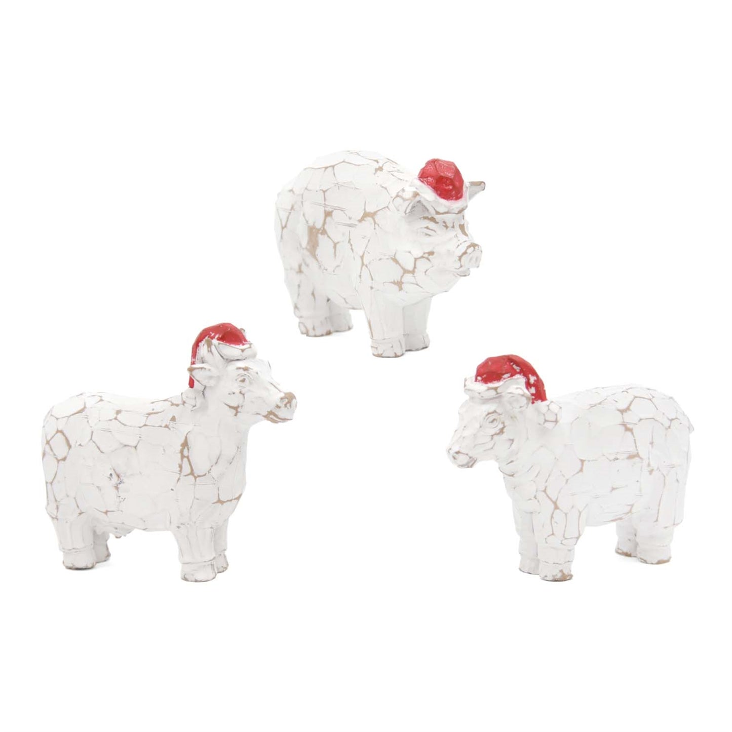 3 Asst Resin Christmas Pig Sheep/Cow