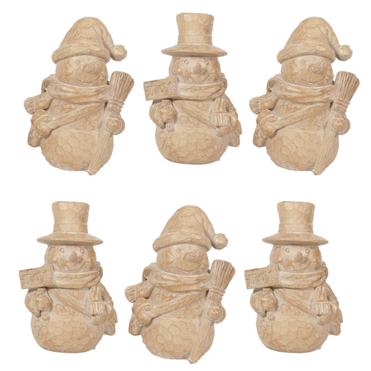 Set of 6 Joy and Broom Snowmen