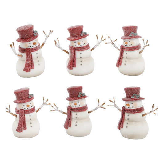 Set of 6 Little Crimson Snowmen