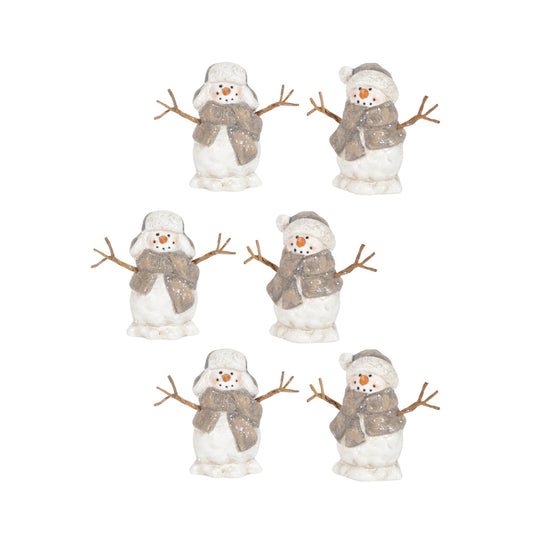 Set of 6 Little Antique Shimmer Snowmen
