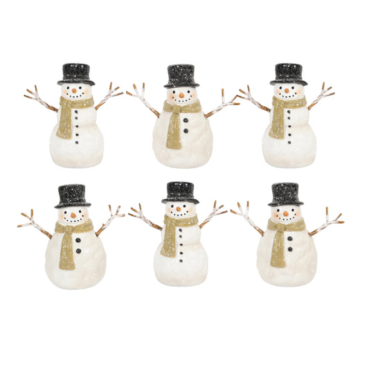 Set of 6 Little Top Hat Snowmen