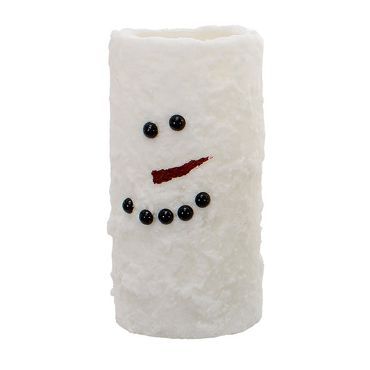 6" White Snowman LED Pillar
