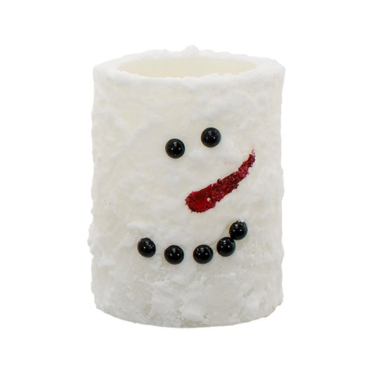 4" White Snowman LED Pillar