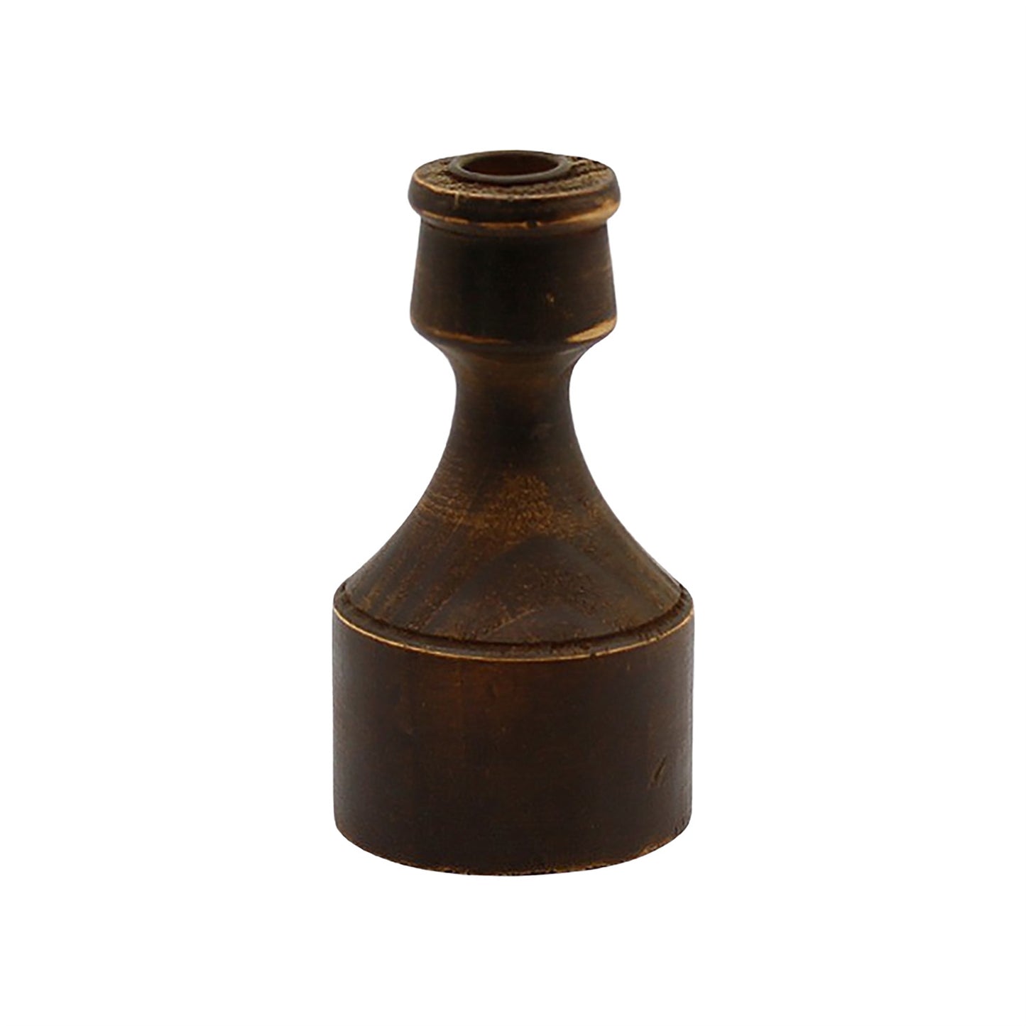 6.5" Black Distressed Wood Taper Holder