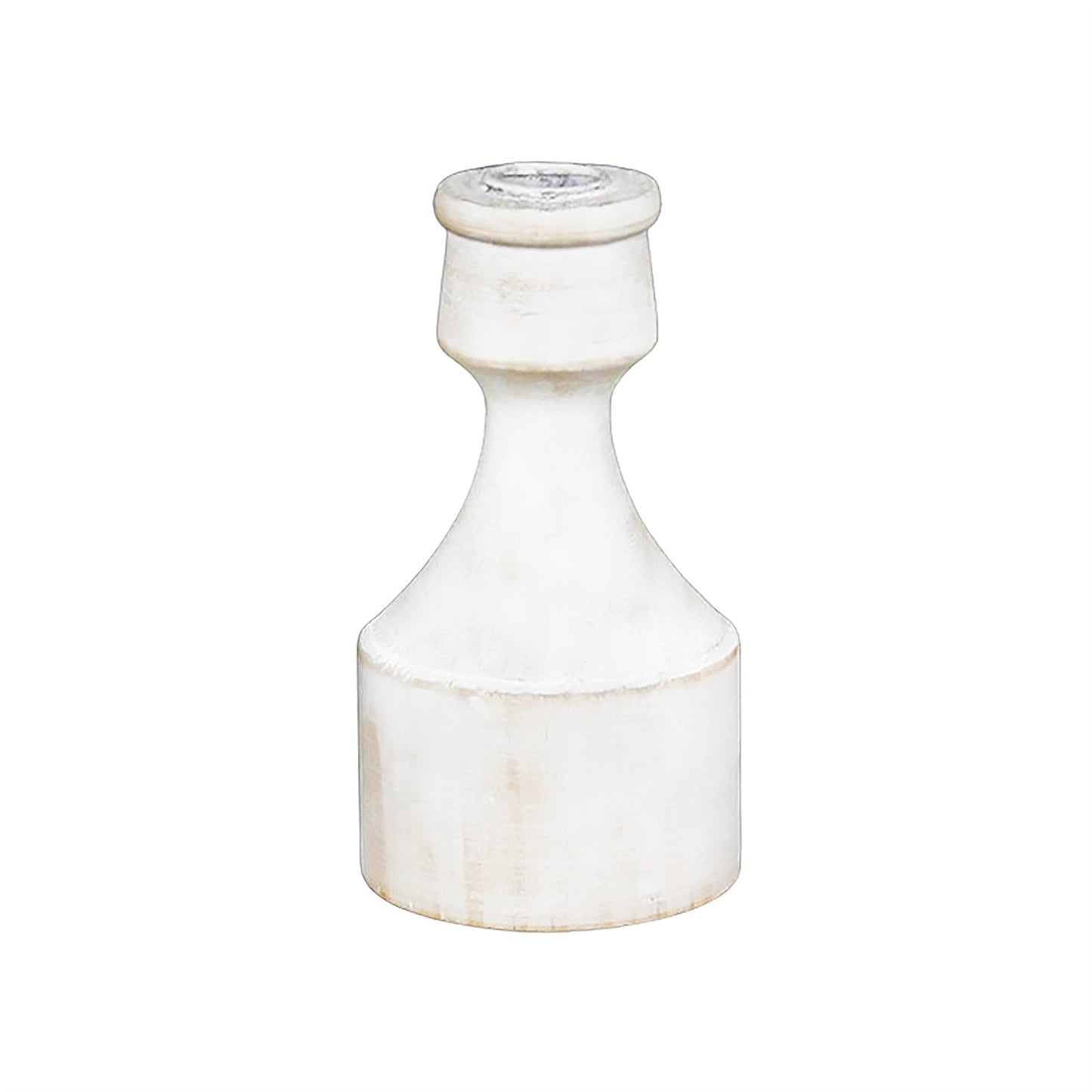 6.5"  Whitewashed Wood Taper Holder