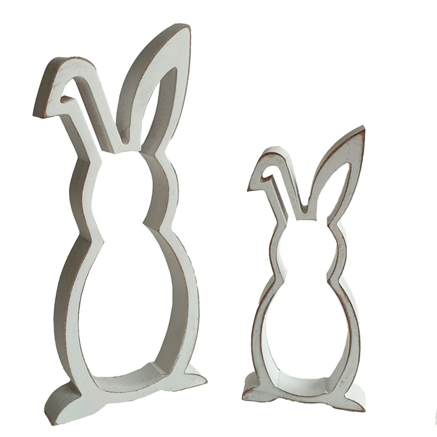 Set of 2 White Cutout Bunnies