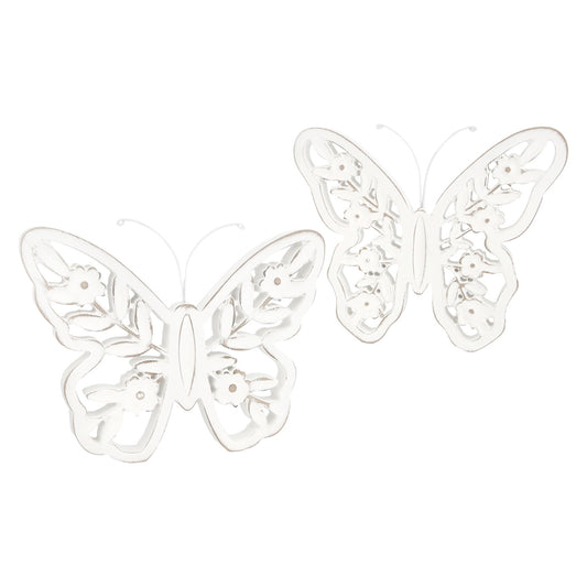 2 Assorted Cream Butterfly Cutout Blocks