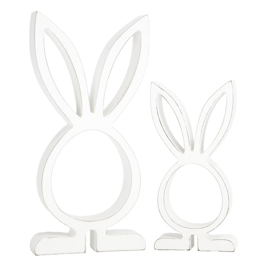Set of 2 Round Open Cutout Bunnies