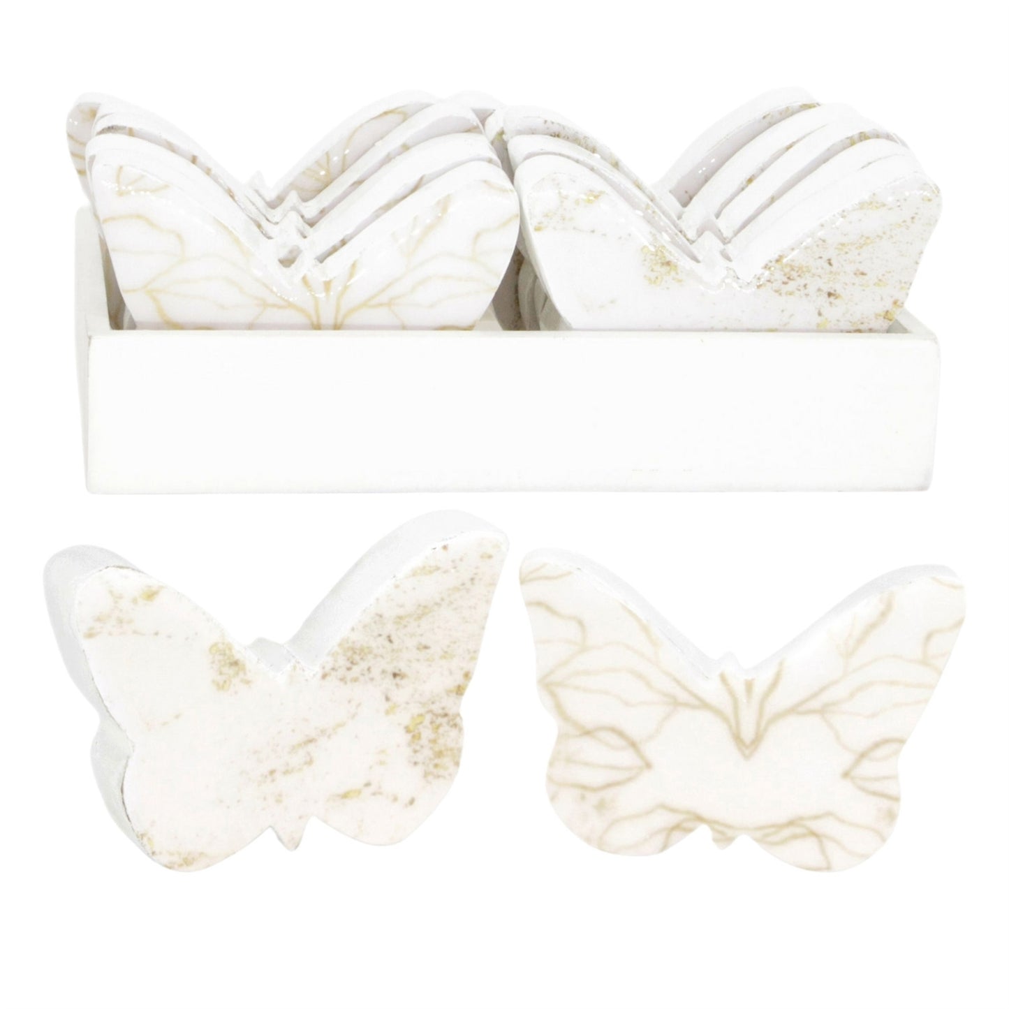 Set of 12 Gold Leaf Wood Butterflies