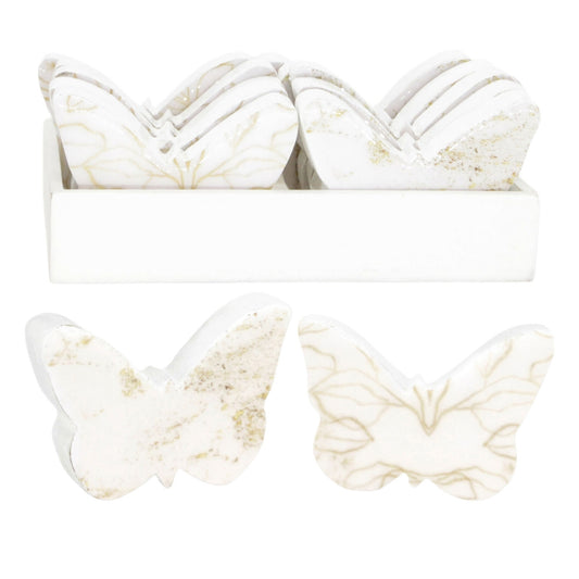 Set of 12 Gold Leaf Wood Butterflies