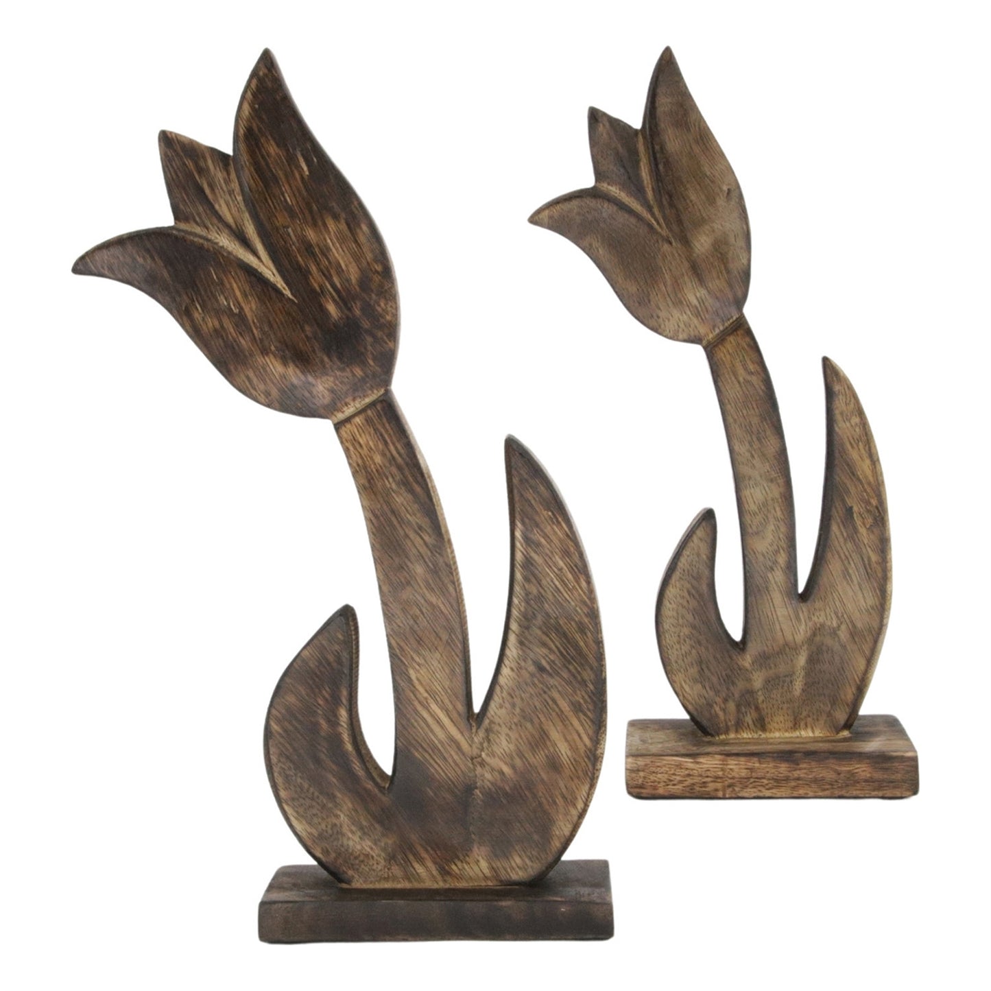 Set of 2 Dark Wood Tulips