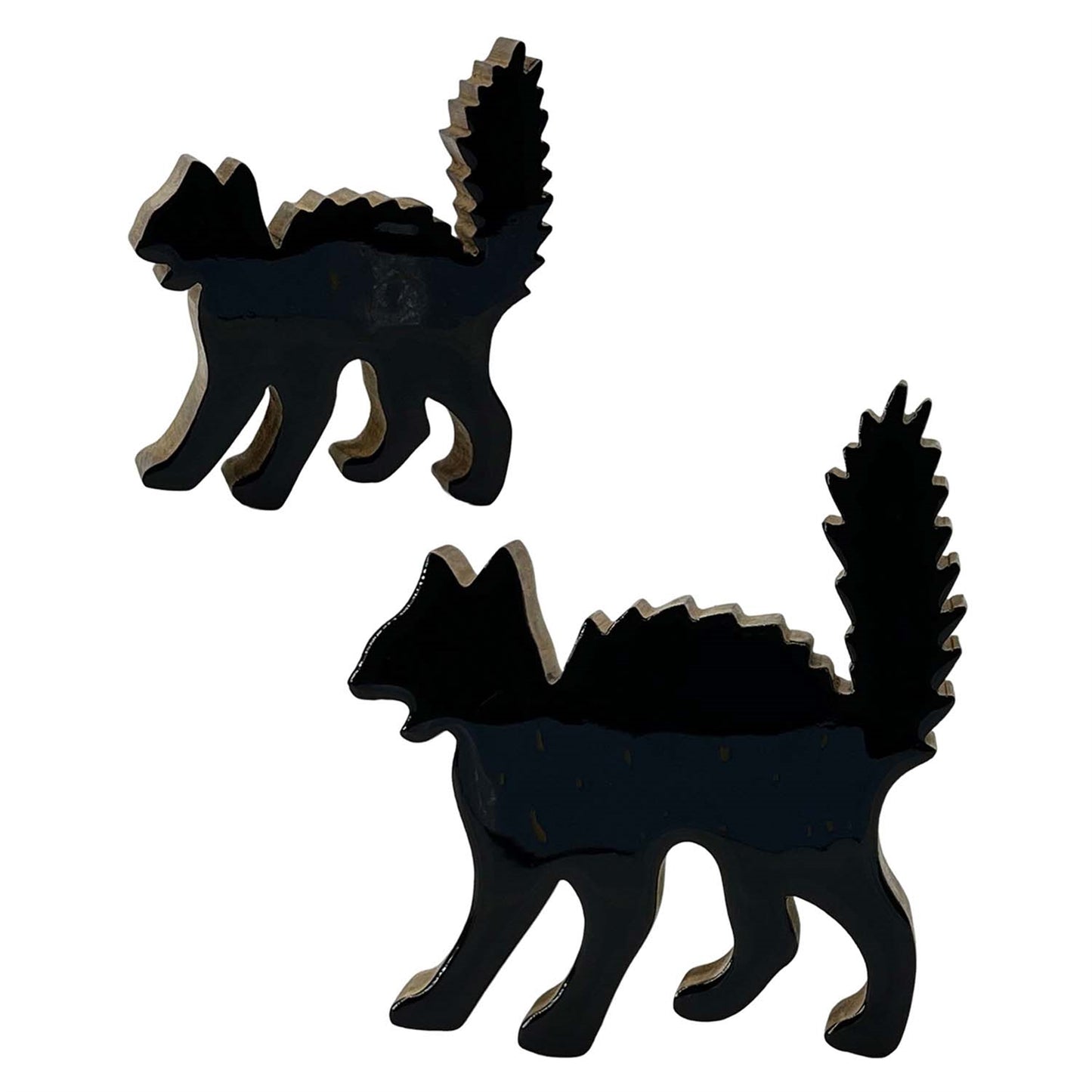 Set of 2 Black Enamel Halloween Cats