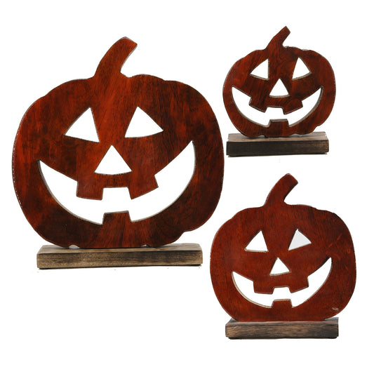Set of 3 Orange Jack O'Lantern Stands