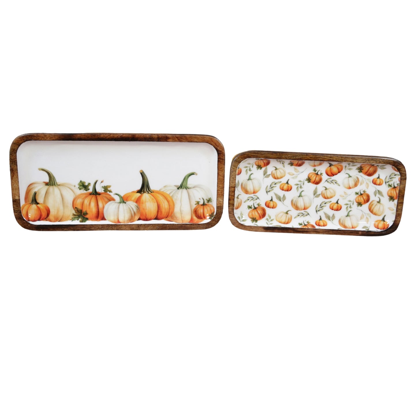 Set of 2 Pumpkin Rectangular Trays