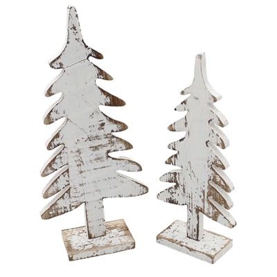 Set of 2 White Tree Cutouts