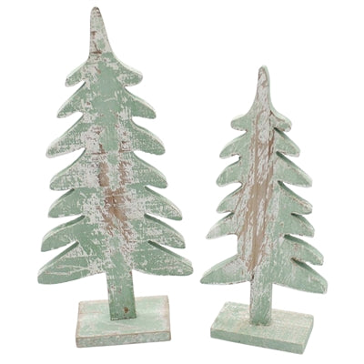 Set of 2 Sage Green Tree Cutouts