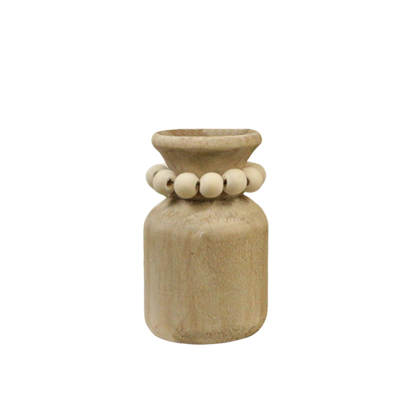 Natural Bead-Wrapped Short Vase