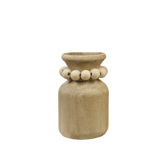 Natural Bead-Wrapped Short Vase