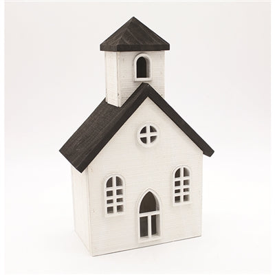 Wood Black Roof Church for LED Candle