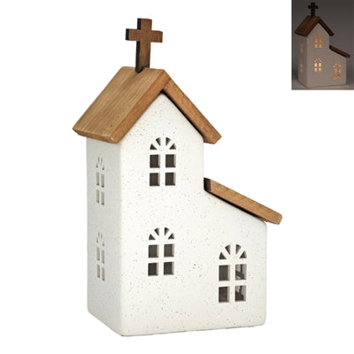 Lighted White and Natural Church