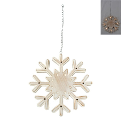 Whitewashed Lighted Wood Snowflake