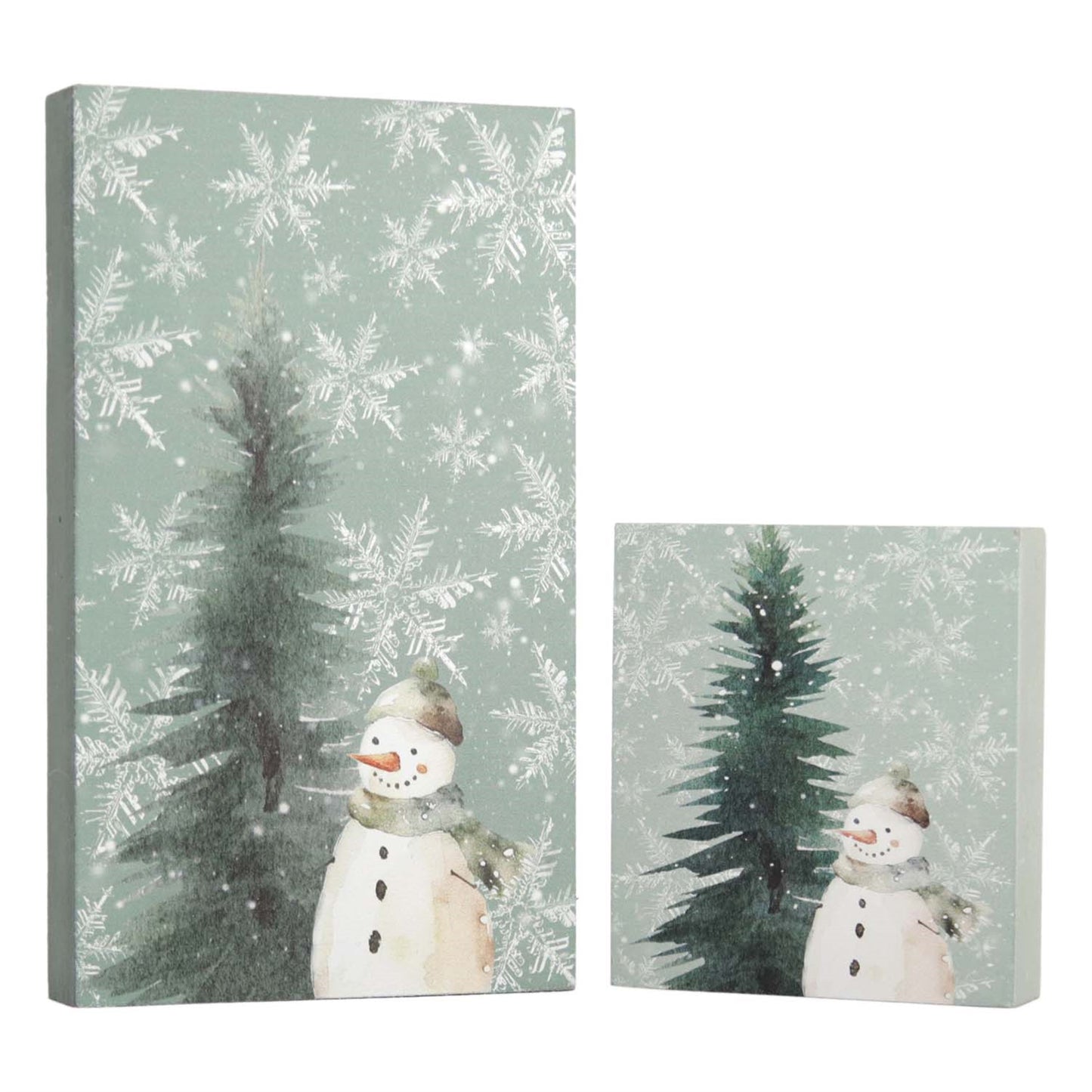 Set of 2 Green Snowflake Blocks