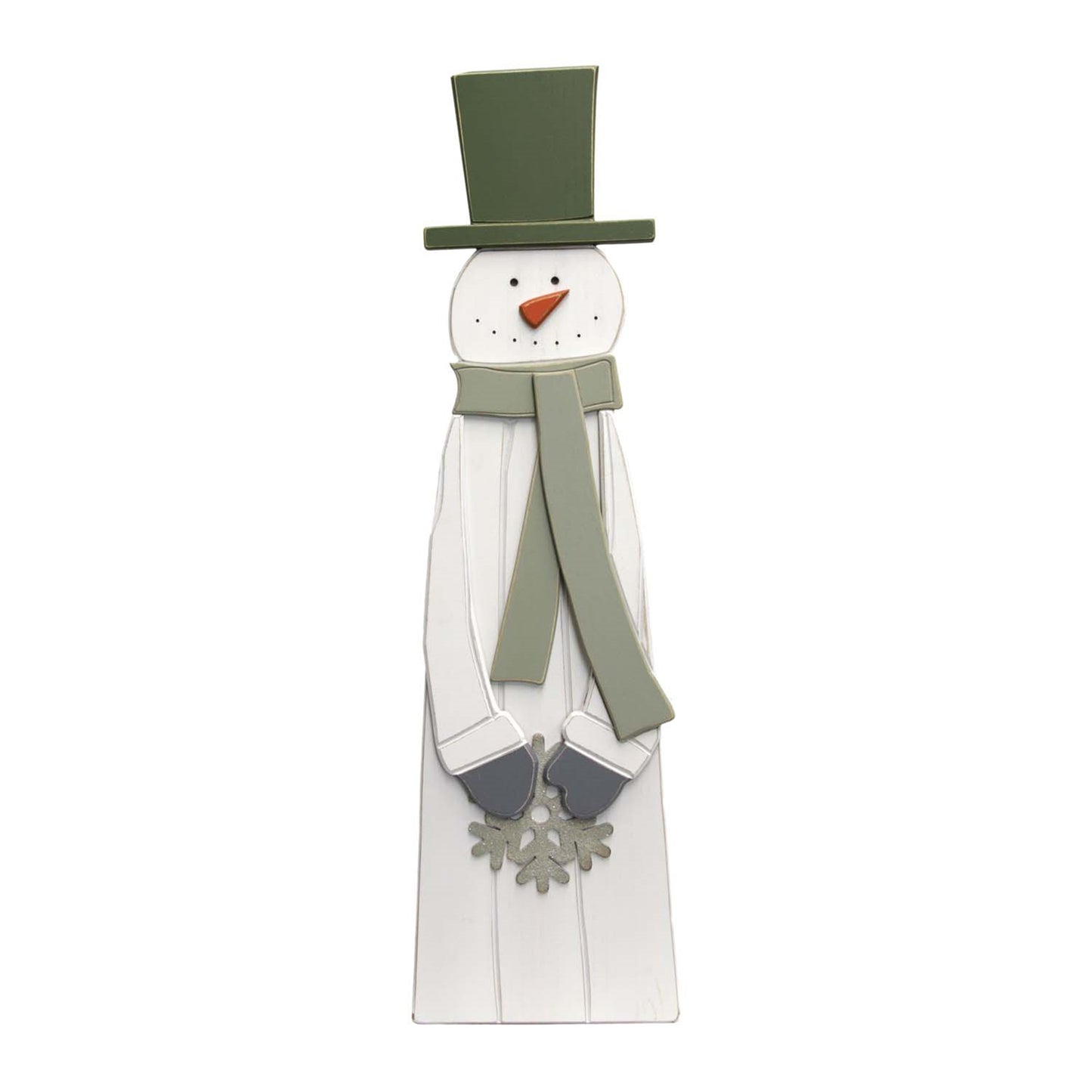42 inch Wood Snowman with Green Scarf