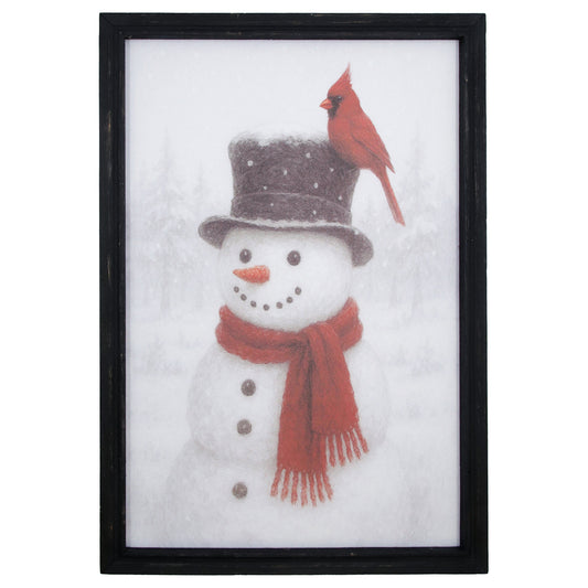 Cardinal Top Hat Snowman Frame