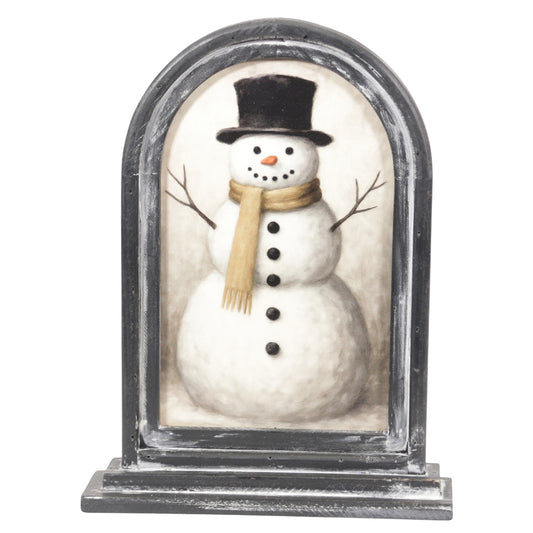 Top Hat Snowman Framed Stand