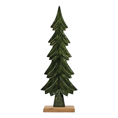 24" Wood and Green Enamel Tree