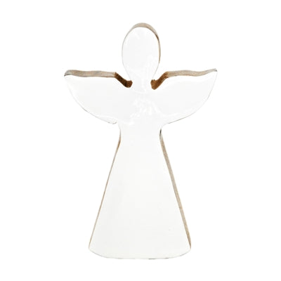 Wood and White Enamel Angel Block