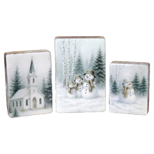 Set of 3 Snowy Forest Blocks